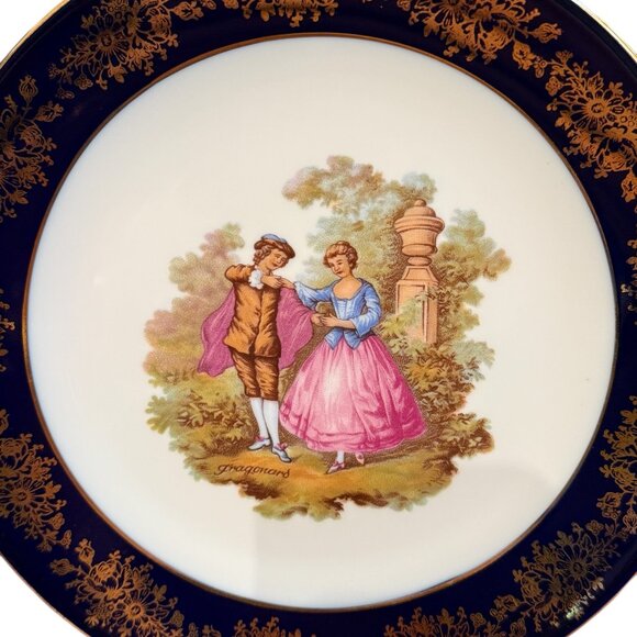 Vintage Limoges Fragonard 8" Plate with Plate Hanger - Picture 9 of 9